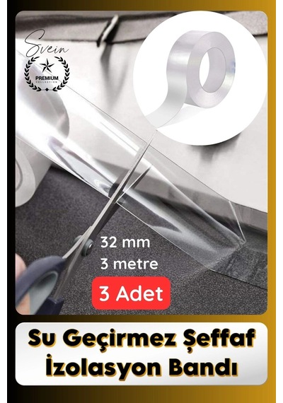 Sızdırmazbant 3 Adet Su Geçirmez Şeffaf İzolasyon Bandı Tezgah Lavabo Kenar Tamir Güçlü 38mm X 3m