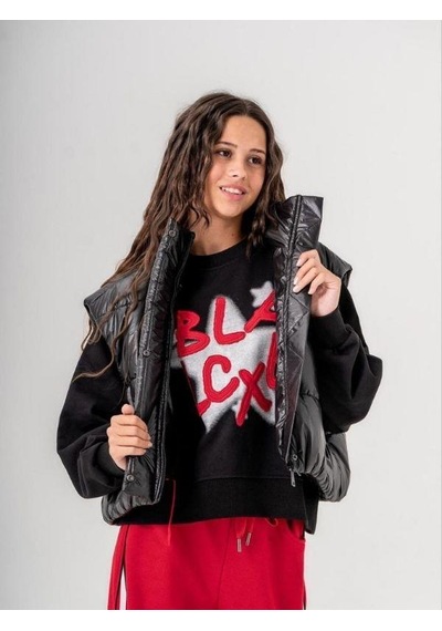 Kız Çocuk Black Yazılı Sweatshirt-14772 Siyah