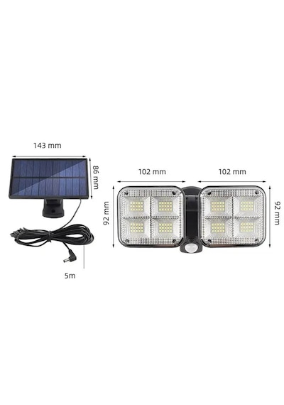 120 Led Solar Lamba 20w Güneş Enerjili Hareket Sensörlü Aydınlatm