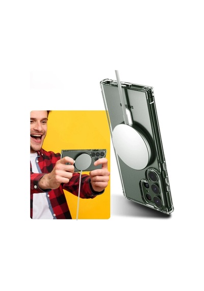Samsung Uyumlu Galaxy S23 Ultra Kılıf Magneticsafe Şeffaf Silikon - Şeffaf 0.2M-Çok Renkli