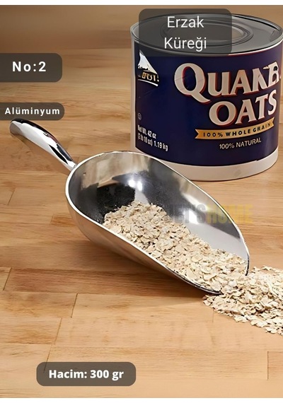 Erzak Küreği Alüminyum Bakliyat Küreği Un Küreği Kuruyemiş Küreği Hacim 300 Gr No:2 21 Cm