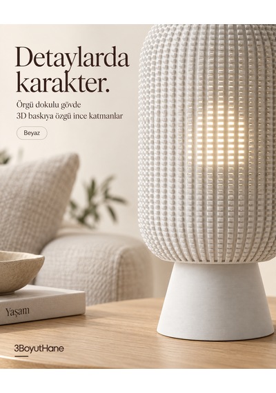 Modern Dekoratif Masa Lambası Salon Ve Yatak Odası İçin Abajur, 10 Renk Seçeneği, E14 Led Uyumlu Beyaz
