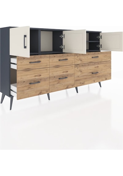 Arges Konsol 4 Raflı 6 Çekmeceli 4 Kapaklı 176x30x99 Antrasit-aytaşı/çam Aytası/atlas Çam - Antrasıt Arges Konsol 4 Raflı 6 Çekmeceli 4 Kapaklı 176x30x99 Antrasit-aytaşı/çam Aytası/atlas Çam - Antrasıt