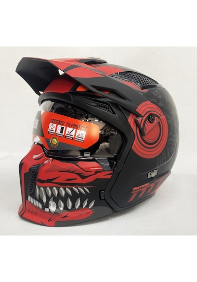 Mt Streetfighter SV Aztec B5 Modüler Motosiklet Kaskı Mat Siyah -  Kırmızı