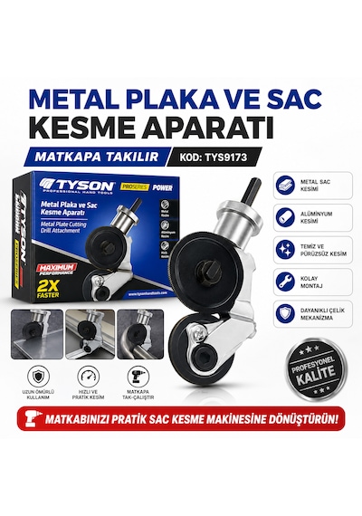 Metal Plaka Ve Sac Kesme Aparatı Metal Alüminyum Kesim Matkapa Takılır Kod :tys9173