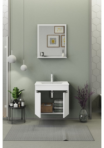Biani Fix Arya 65 Cm Banyo Dolabı,Seramik Lavabolu, Aynalı,Lavabo Dahil,Mdf,Mat Beyaz Biani Fix Arya 65 Cm Banyo Dolabı,Seramik Lavabolu, Aynalı,Lavabo Dahil,Mdf,Mat Beyaz