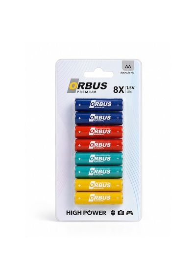 Orbus Premium Aa Alkalin Pil 8 Li Paket 1.5v Lr6 Yüksek Performanslı Kalem Pil