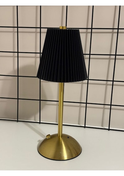 Morponi Luna Plise Gold Abajur Şarj Edilebilir Siyah