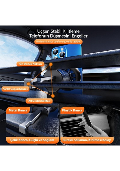 Magsafe Uyumlu Manyetik Araç İçi Telefon Tutucu 2 Mixed