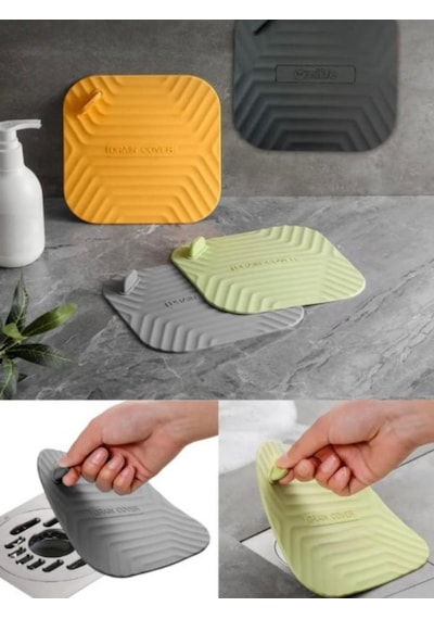 Kare Silikon Gider Kapağı Kötü Koku Önleyici Lavabo Tıpası Banyo, Mutfak Ve Balkon Gri