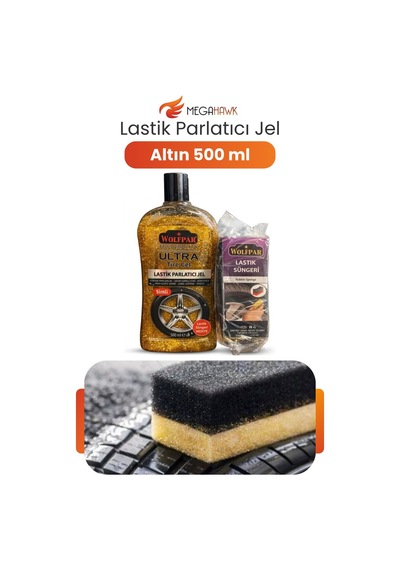 Lastik Parlatıcı Jel Altın Renk Simli 500 Ml + Lastik Süngeri li Parlaklık Koruma
