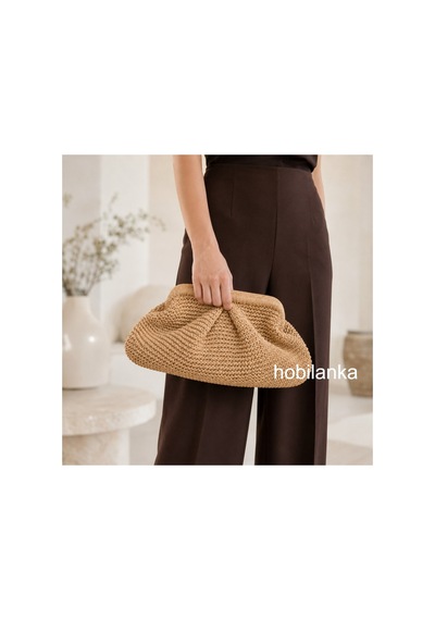El Yapımı Hasır Burslu Clutch Çanta