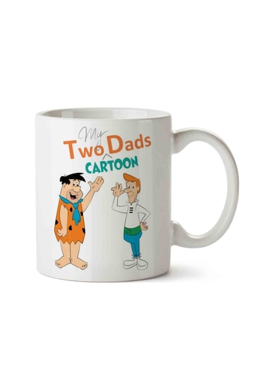 Taş Devri Jetsons Two Dads Cartoon Iki Tarafı Baskılı Kupa Bardak Çok Renkli