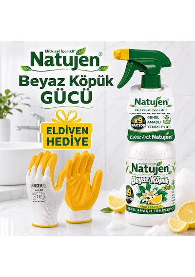 Natujen Genel Amaçlı Temizleyici Beyaz Köpük Gücü Limon Ferahlığı X9 Factor 1000 Ml. 73763321