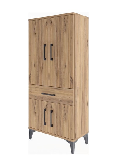 Arges Dolap 2 Raflı Tek Çekmeceli 4 Kapaklı 60x30x134 Çam-çam Çam