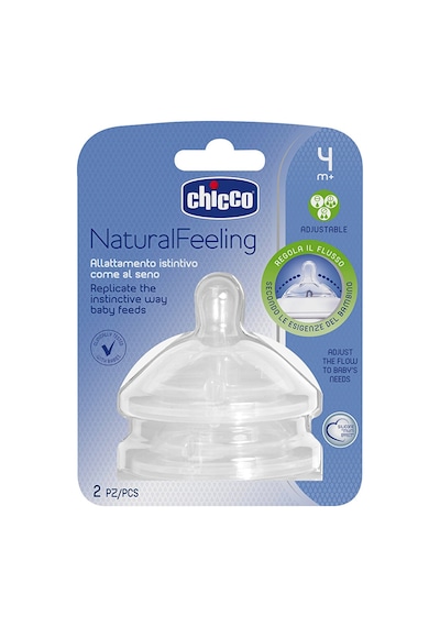 Chicco Natural Feeling Silikon Biberon Emziği 2li 4 Ay+ Ayarlanabilir Akış 2 Adet