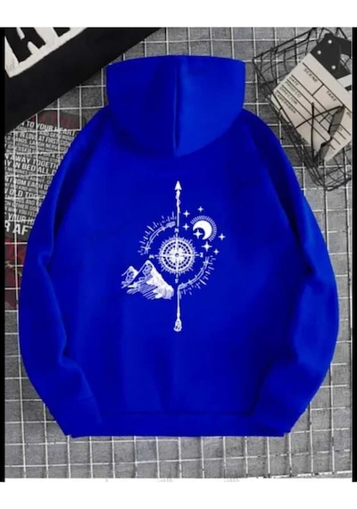 Kozia Outdoors Baskılı Oversize Unisex Sweatsirt Malkoç Mavi