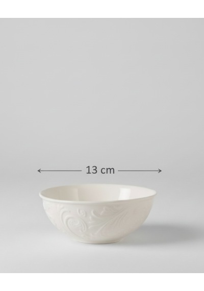 6 Kişilik Kabartma Desen Pera Çorba Kasesi 13cm Krem Rengi
