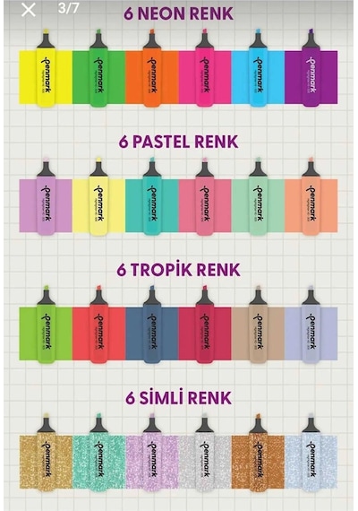 Penmark Masaüstü Stantlı 24 Adet Fosforlu Kalem-penmark-6sim-6pastel-6neon-6tropik Diğer