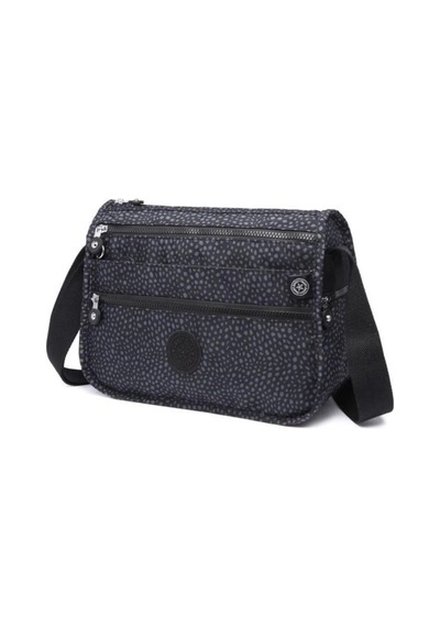 Smart Bags Çok Cepli Günlük Orta Boy Su Geçirmez Krınkıl Kumaş Kadın Omuz Çantası Puantiye Siyah