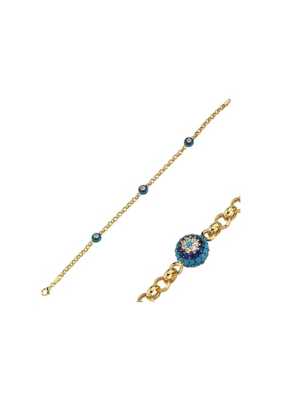 Sosyeteli Altın Bileklik Firuze Taşlı Iki Taraflıdır 14K Gold Sarı Altın