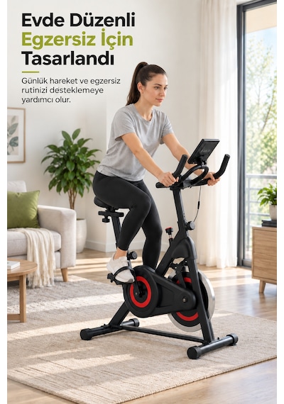 Kochler Spin Kondisyon Bisikleti 4 Kg Volanlı, Ayarlanabilir Dirençli Egzersiz Bisikleti Kırmızı Siyah - Kırmızı