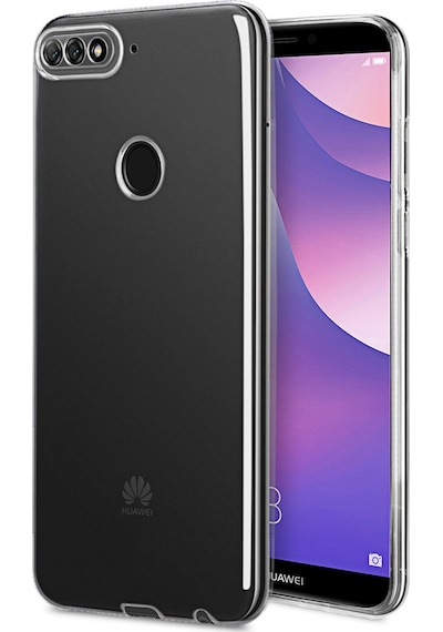 Huawei Y7 2018 Kılıf Toz Koruma Tıpalı Şeffaf Arka Kapak