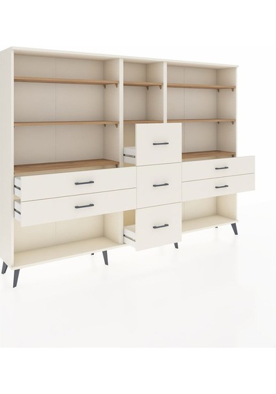 Arges Dolap 8 Raflı 7 Çekmeceli 220x30x163 Aytaşı-çam/aytaşı Atlas Çam/aytası - Aytası