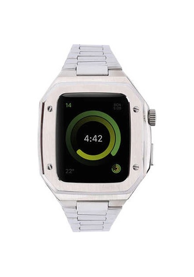 Apple Watch Uyumlu, 45mm Metal Petek Kasalı Kordon - Gümüş