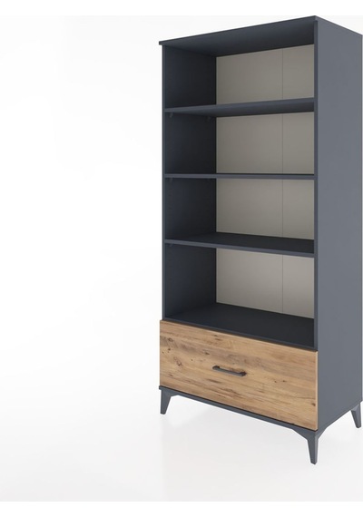 Hyperion Dolap 4 Raflı Tek Çekmeceli 88x44x182 Antrasit-çam Antrasit Hyperion Dolap 4 Raflı Tek Çekmeceli 88x44x182 Antrasit-çam Antrasit