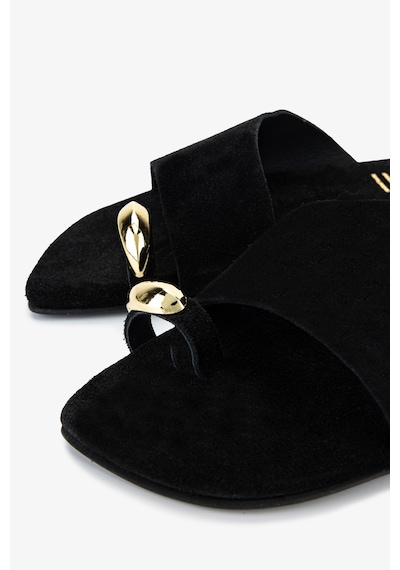 Valmenti Kadın Hakiki Deri Siyah Süet Düz Terlik 1141 415 Bn Trlk Y26 Black Suede