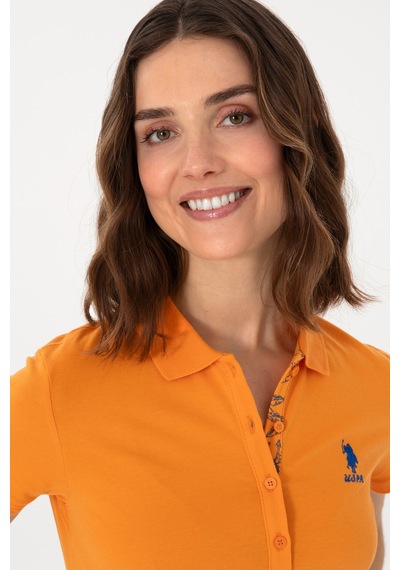 U.S. Polo Assn. Kadın Turuncu Basic Polo Yaka Tişört 50300896-VR051