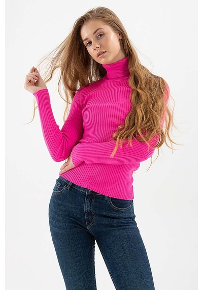 Fashion Friends Kadın Fitilli Balıkçı Yaka Kazak 23k0288k1 Fuşya