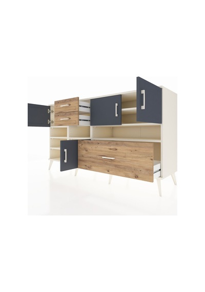Kronos Konsol 7 Raflı 3 Çekmeceli 4 Kapaklı 176x59x99 Aytaşı-antr Aytaşı-antrasit/çam