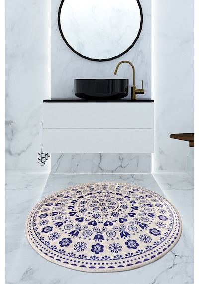 Venıce Mavi Djt Çap 100 Cm Banyo Halısı Çok Renkli
