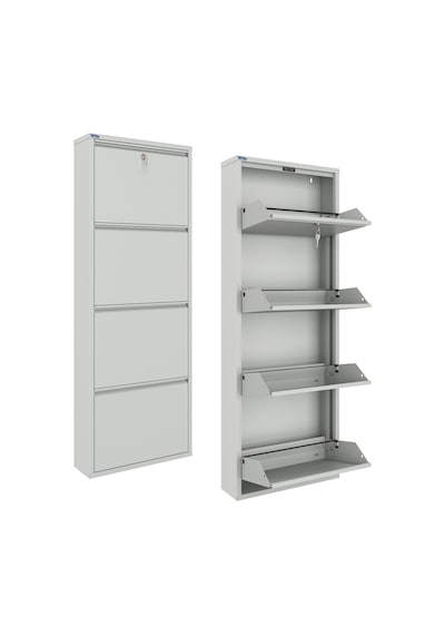 Ceha Kilitli 4'lü Metal Ayakkabılık - Gri K.AYK-4/P7035/KL
