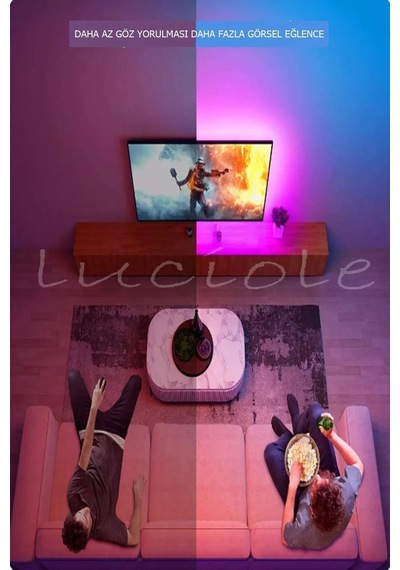 4 Metre Tv Arkası 16 Renkli Tak Çalıştır Yatak Odası Mutfak Bilgisayar Led Rgb Abajur Vtarkabj4