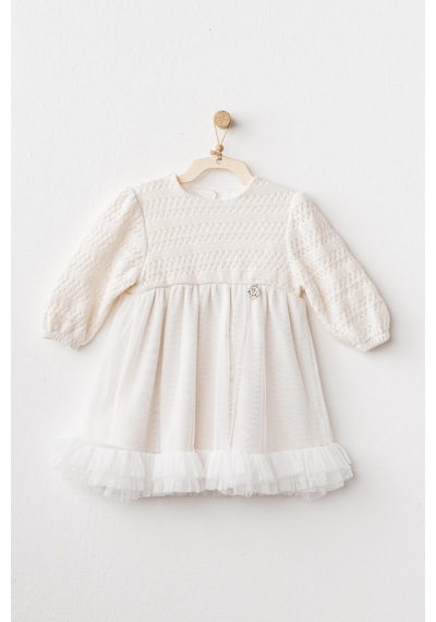 AndyWawa Kız Bebek Elbise Dress Wawa Exclusıve Ac26136 Ekru