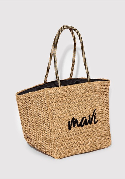 Mavi - Mavi Logo Hasır Çanta 1913061-70185 Bej