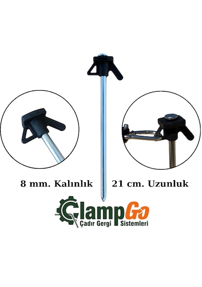 Clampgo Sert Zemin Çadır-tente-tarp Kazığı 8 Mm Kalınlığında 21 Cm Uzunluğunda 1 Adet Siyah