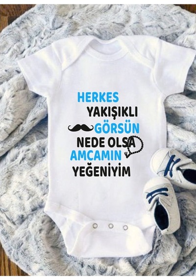 Tuğba Baby Tuğbababy Baby Amcaya Özele Unisex Zıbın - Beyaz
