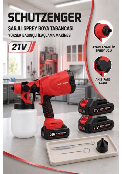 7-900w Şarjlı Boya Vernik Ve İlaçlama Makinesi Yüksek Basınç Püskürtme Kırmızı Seri