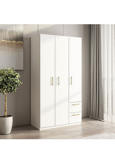 Merlin 3 Kapaklı, Çekmeceli, Raflı Gardırop, Yatak Odası Dolap, Elbise Dolabı İstanbul Ceviz - 172 Cm / Beyaz Merlin 3 Kapaklı, Çekmeceli, Raflı Gardırop, Yatak Odası Dolap, Elbise Dolabı İstanbul Ceviz - 172 Cm / Beyaz