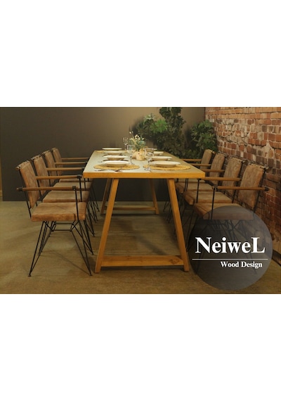 Neiwel Aries Doğal Ahşap Yemek Masası-100-200 Açık Ceviz