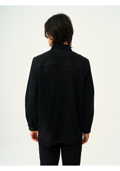 Oversize Fit Erkek Gömlek U.kol Denim