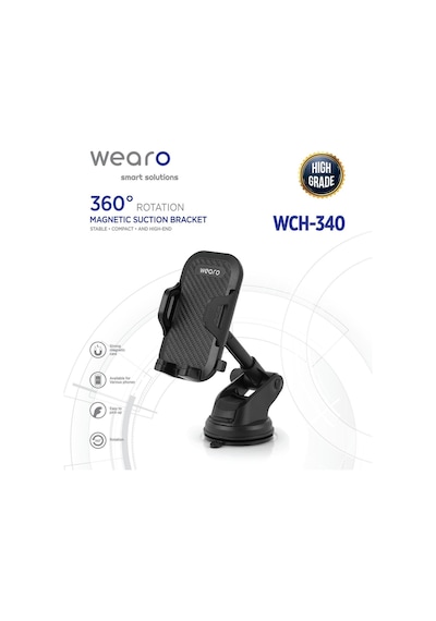 Araç İçi Uzayan Ayarlanabilir Vantuzlu Otomatik Telefon Tutucu - Cam Ve Torpido Için Yüksek Kalite Wch-340