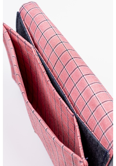 Fabric Craft Bag Kadın Kumaş Cüzdan Nakışlı Mavi - Pembe