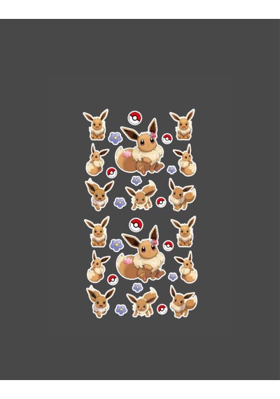 Eeve Pokemon Sticker Set Mat Kağıt 2 Adet