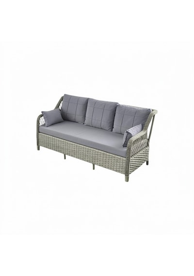 Petra Galvanizli 3+1+1+masa 80x140 +2 Puf Bahçe Balkon Mobilyası Gri