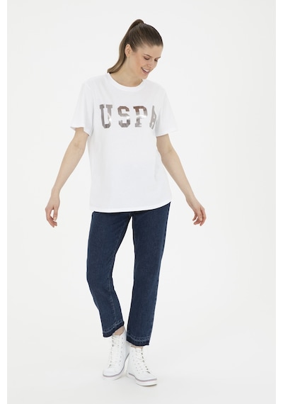 U.S. Polo Assn. Kadın Beyaz Basic Bisiklet Yaka Tişört 50280020-VR013